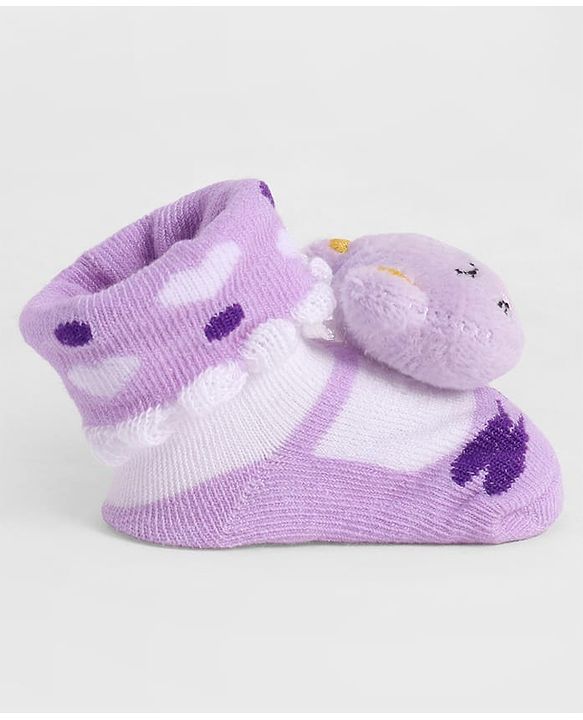 Cute Walk by Babyhug Socks With Animal Applique - Purple