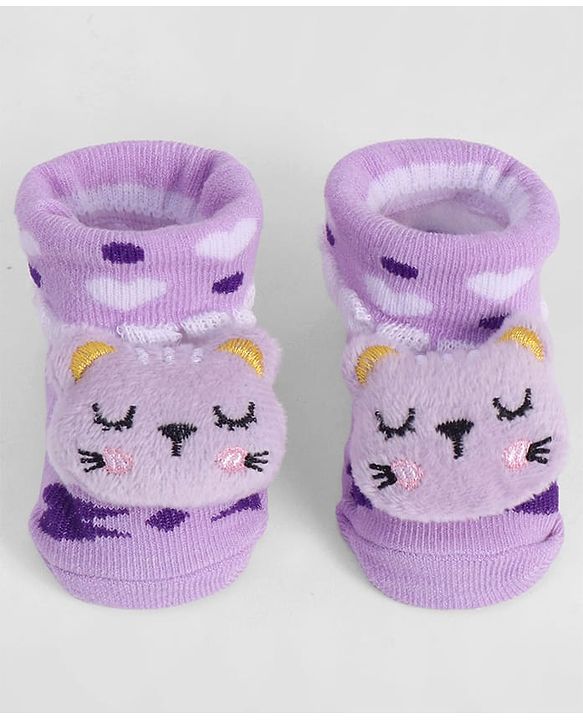 Cute Walk by Babyhug Socks With Animal Applique - Purple