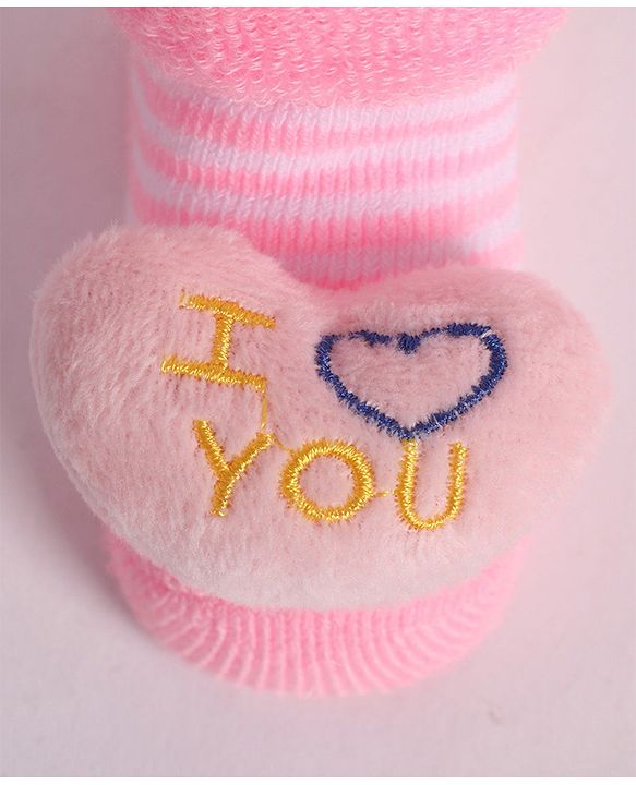 Cute Walk by Babyhug Socks With Heart Applique - Pink