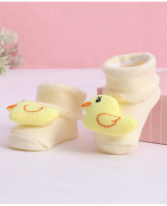 Cute Walk by Babyhug Socks With Bird Applique - Yellow