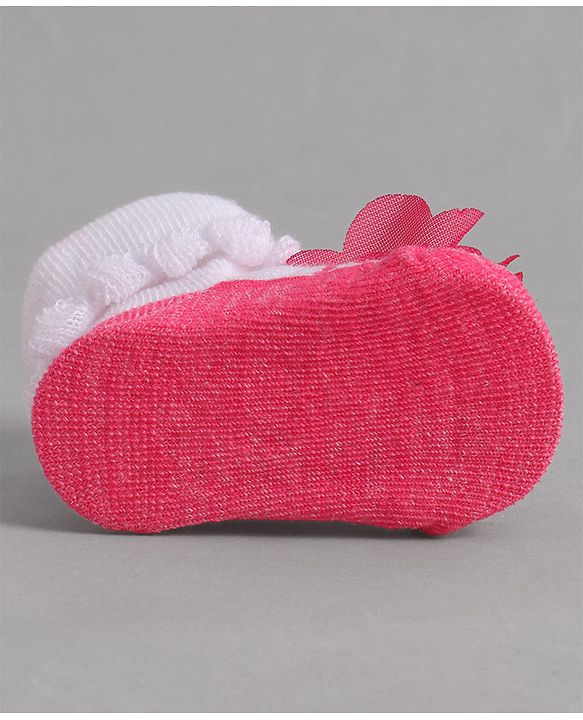 Cute Walk by Babyhug Socks With Floral Applique - Red