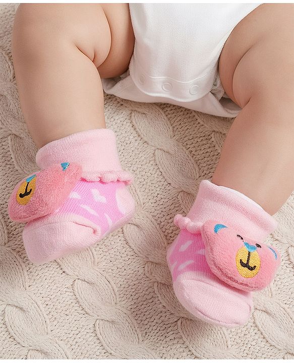 Cute Walk by Babyhug Socks With Animal Applique - Pink