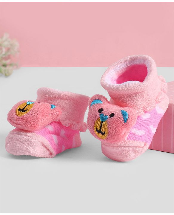 Cute Walk by Babyhug Socks With Animal Applique - Pink