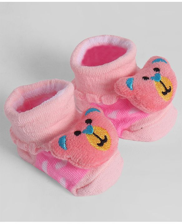 Cute Walk by Babyhug Socks With Animal Applique - Pink