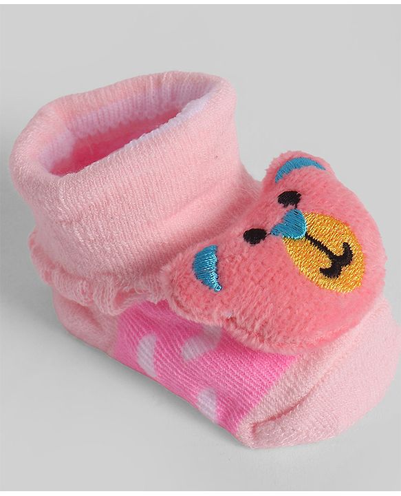 Cute Walk by Babyhug Socks With Animal Applique - Pink