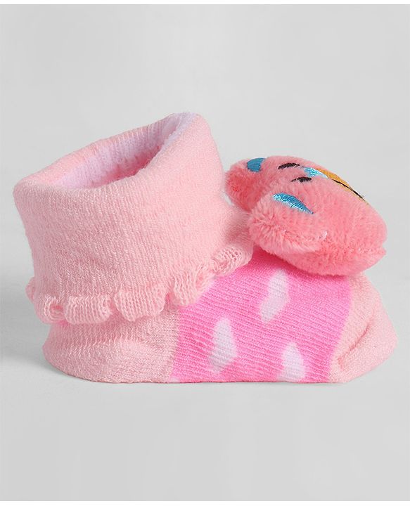 Cute Walk by Babyhug Socks With Animal Applique - Pink