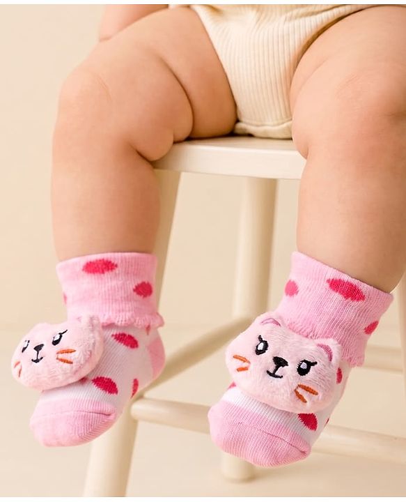 Cute Walk by Babyhug Socks With Animal Applique - Pink