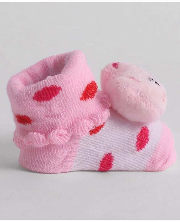 Cute Walk by Babyhug Socks With Animal Applique - Pink