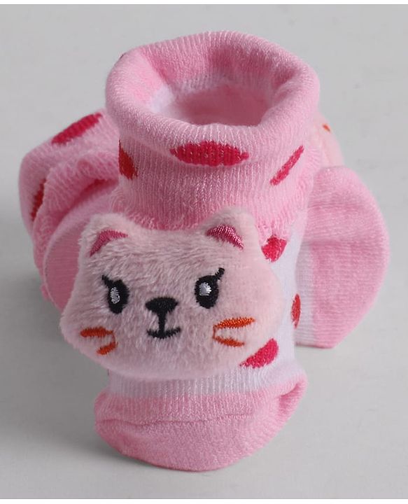 Cute Walk by Babyhug Socks With Animal Applique - Pink