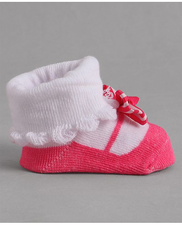 Cute Walk by Babyhug Socks With Bow Applique - Pink