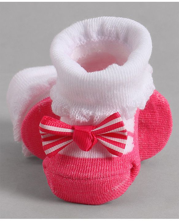 Cute Walk by Babyhug Socks With Bow Applique - Pink