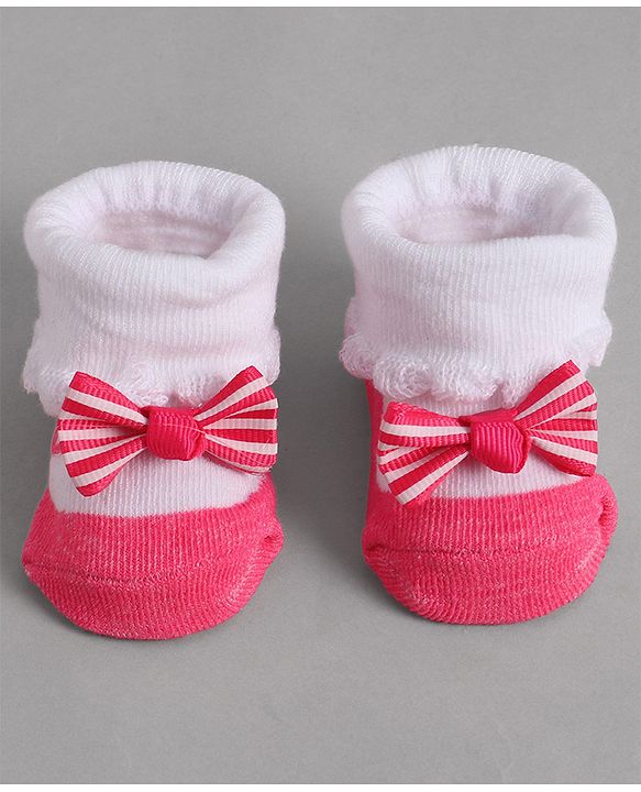 Cute Walk by Babyhug Socks With Bow Applique - Pink