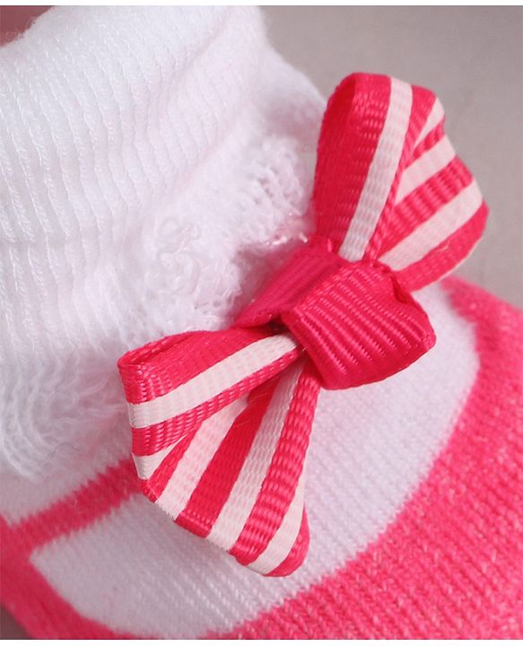 Cute Walk by Babyhug Socks With Bow Applique - Pink