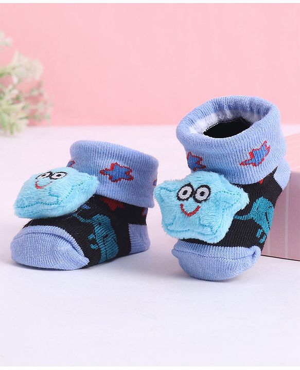 Cute Walk by Babyhug Socks With Star Applique - Blue
