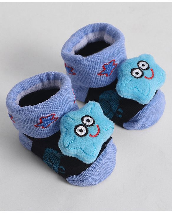 Cute Walk by Babyhug Socks With Star Applique - Blue