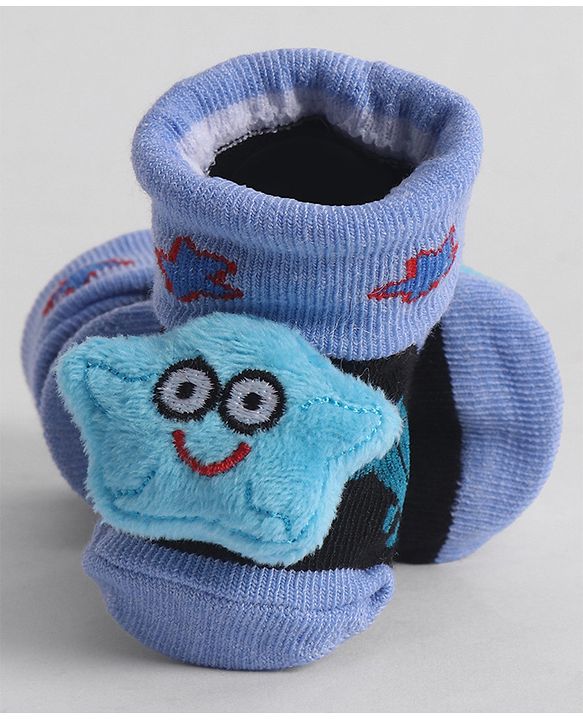 Cute Walk by Babyhug Socks With Star Applique - Blue