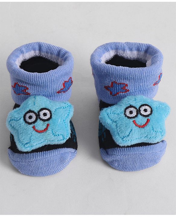 Cute Walk by Babyhug Socks With Star Applique - Blue