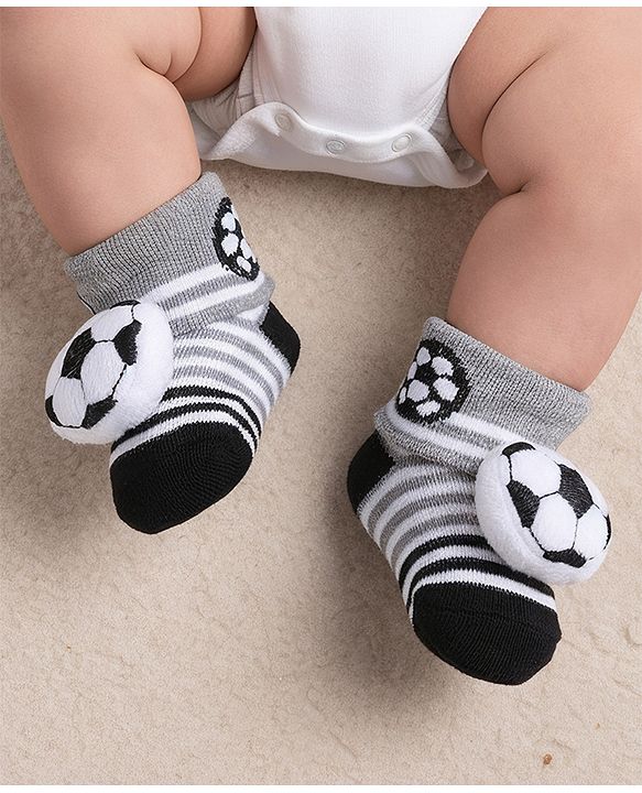 Cute Walk by Babyhug Socks With Football Applique - Black