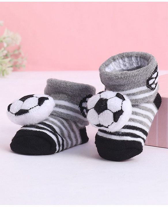 Cute Walk by Babyhug Socks With Football Applique - Black