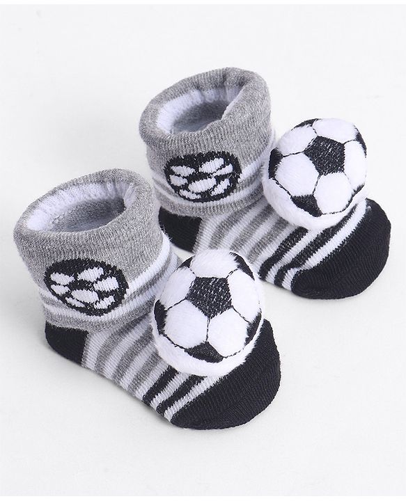 Cute Walk by Babyhug Socks With Football Applique - Black