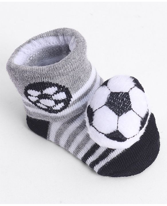 Cute Walk by Babyhug Socks With Football Applique - Black