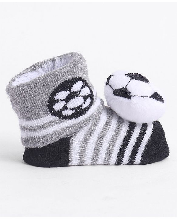 Cute Walk by Babyhug Socks With Football Applique - Black