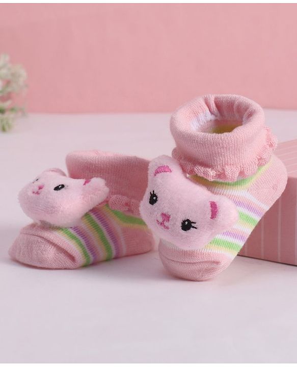 Cute Walk by Babyhug Socks With Animal Applique - Pink