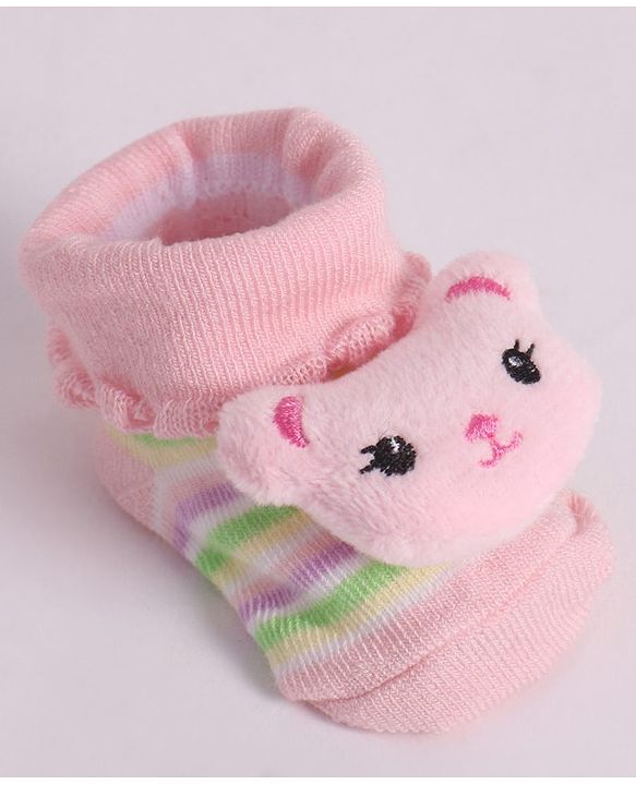 Cute Walk by Babyhug Socks With Animal Applique - Pink