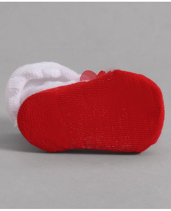 Cute Walk by Babyhug Socks With Floral Applique - Red