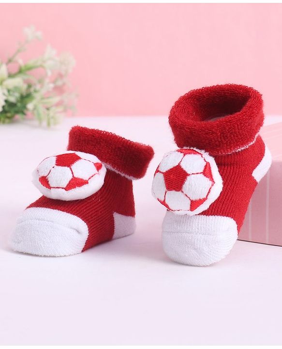 Cute Walk by Babyhug Socks With Football Applique - Red