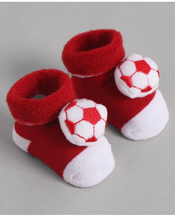Cute Walk by Babyhug Socks With Football Applique - Red