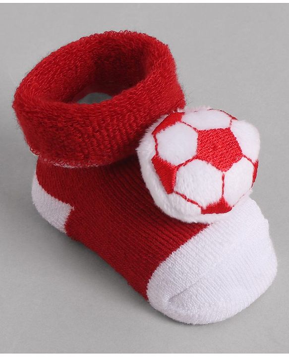 Cute Walk by Babyhug Socks With Football Applique - Red