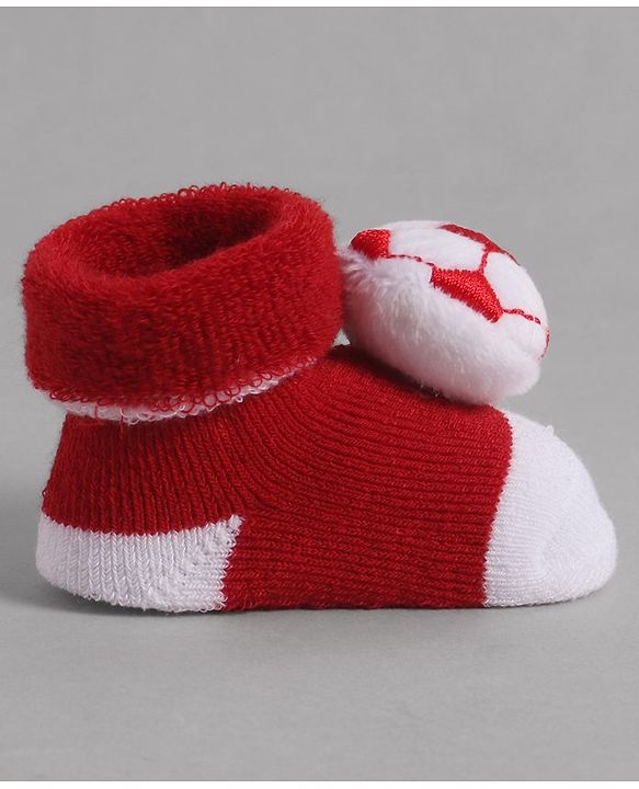 Cute Walk by Babyhug Socks With Football Applique - Red