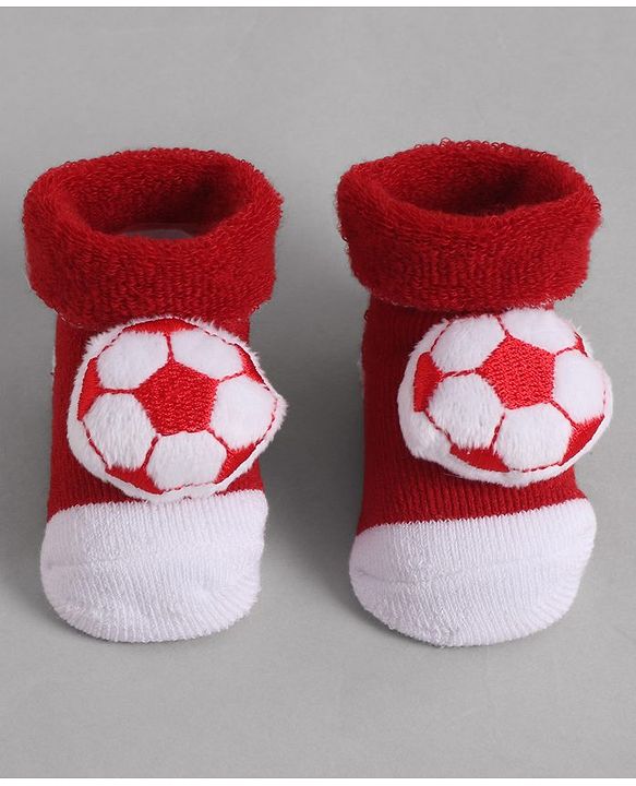 Cute Walk by Babyhug Socks With Football Applique - Red