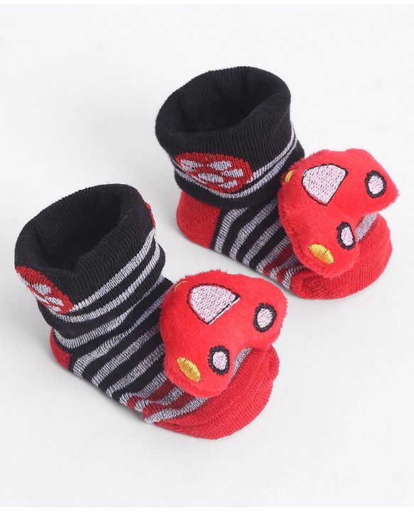 Cute Walk by Babyhug Socks With Vehicle Applique - Red