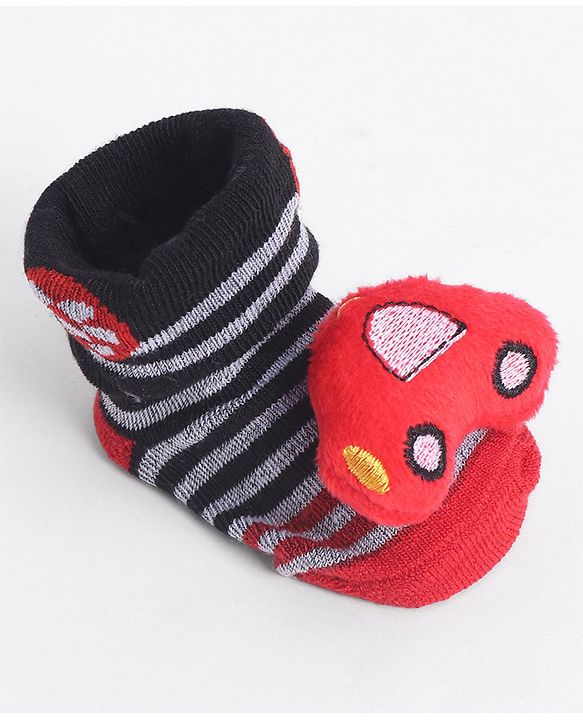 Cute Walk by Babyhug Socks With Vehicle Applique - Red