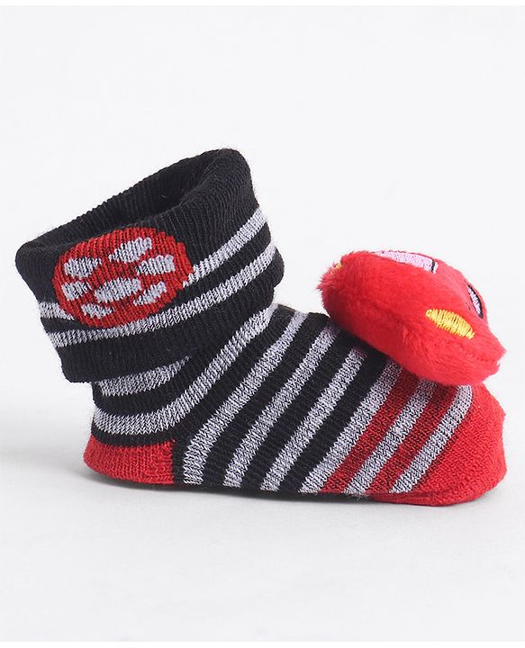 Cute Walk by Babyhug Socks With Vehicle Applique - Red