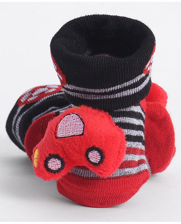 Cute Walk by Babyhug Socks With Vehicle Applique - Red