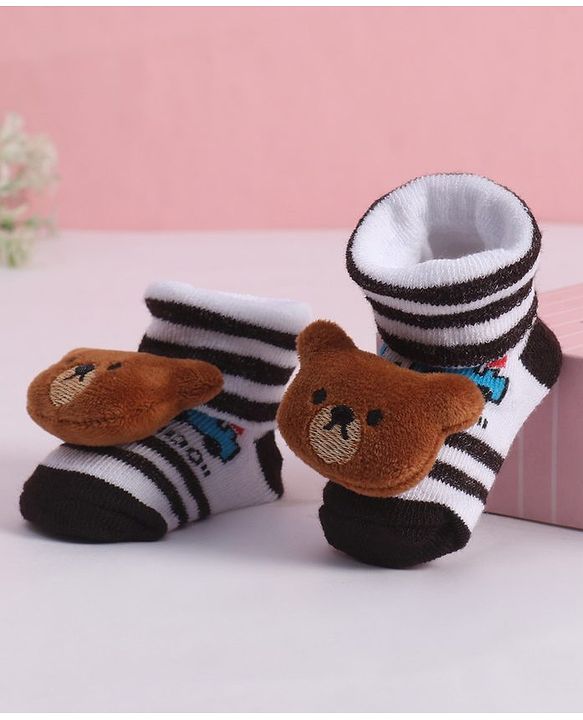 Cute Walk by Babyhug Socks With Animal Applique - Brown (Print May Vary)