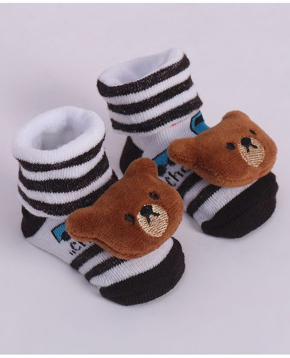 Cute Walk by Babyhug Socks With Animal Applique - Brown (Print May Vary)