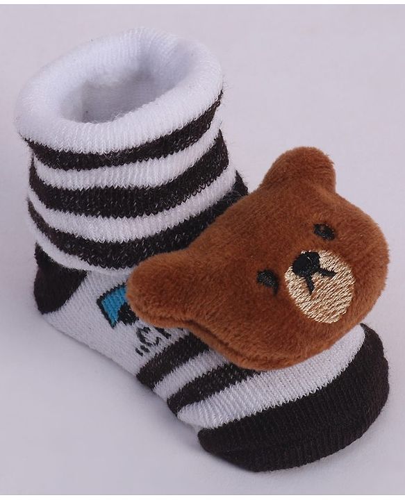 Cute Walk by Babyhug Socks With Animal Applique - Brown (Print May Vary)
