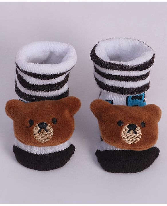 Cute Walk by Babyhug Socks With Animal Applique - Brown (Print May Vary)
