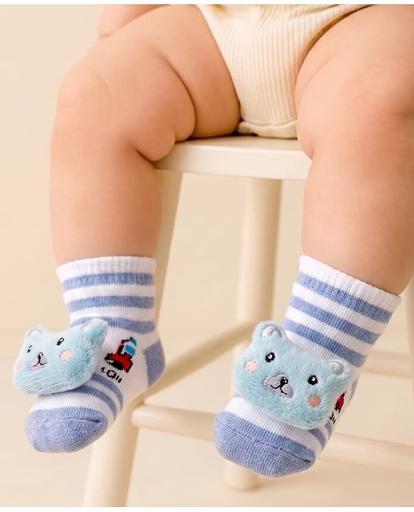 Cute Walk by Babyhug Socks With Animal Applique - Light Blue