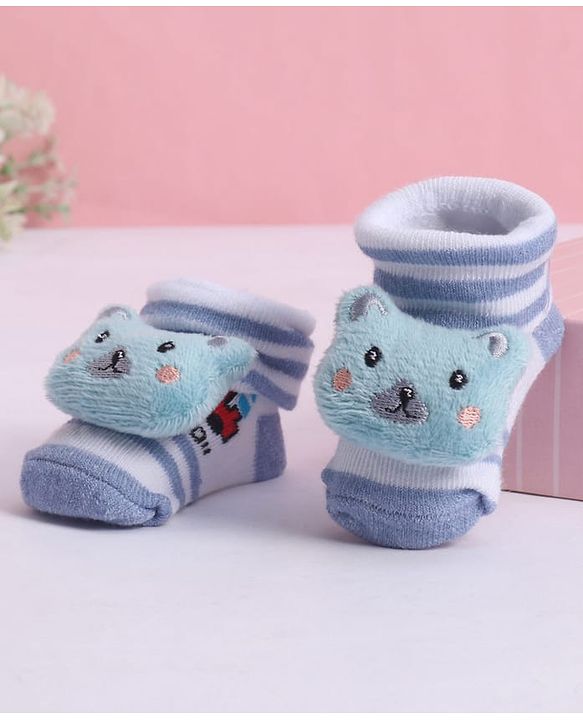 Cute Walk by Babyhug Socks With Animal Applique - Light Blue