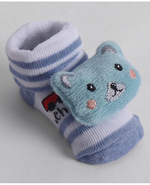 Cute Walk by Babyhug Socks With Animal Applique - Light Blue