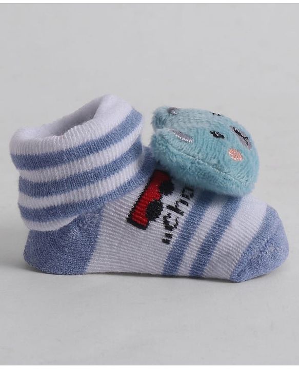 Cute Walk by Babyhug Socks With Animal Applique - Light Blue