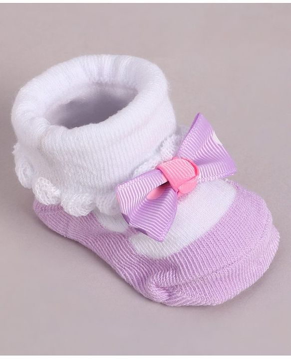 Cute Walk by Babyhug Socks With Bow Applique - Purple