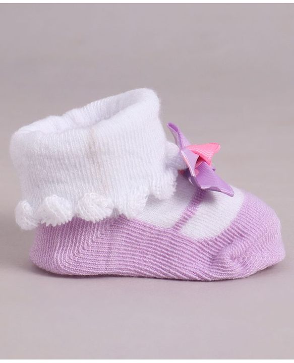 Cute Walk by Babyhug Socks With Bow Applique - Purple