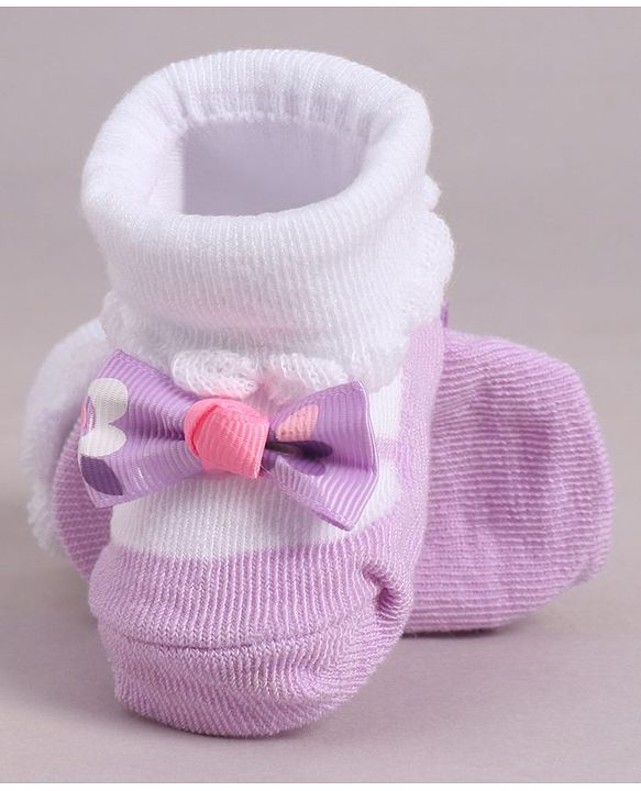 Cute Walk by Babyhug Socks With Bow Applique - Purple