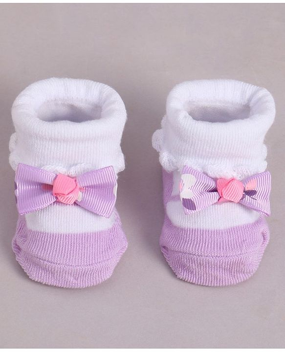 Cute Walk by Babyhug Socks With Bow Applique - Purple